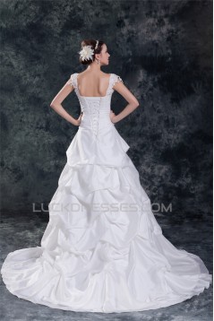 Wholesale Taffeta Straps Sleeveless A-Line Wedding Dresses 2031424