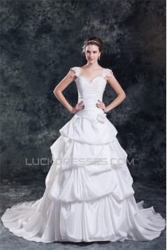 Wholesale Taffeta Straps Sleeveless A-Line Wedding Dresses 2031424