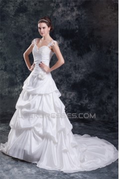 Wholesale Taffeta Straps Sleeveless A-Line Wedding Dresses 2031424