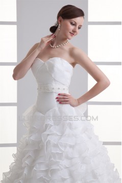 Wonderful Ball Gown Satin Organza Sleeveless Sweetheart Wedding Dresses 2031426