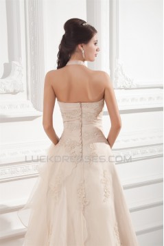 Wonderful Halter Ball Gown Sleeveless Satin Organza Wedding Dresses 2031428