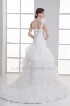 Wonderful Satin Organza Ball Gown Sleeveless V-Neck Wedding Dresses 2031429