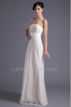 Wonderful Sleeveless Strapless Satin Lace A-Line Wedding Dresses 2031431