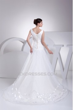 Fantastic V-Neck Satin Lace Organza Mermaid/Trumpet Wedding Dresses 2030146