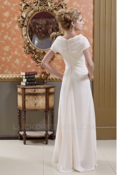 Sheath/Column Short Sleeve Floor-Length Wedding Dresses 2031467