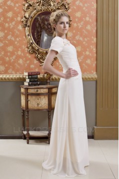 Sheath/Column Short Sleeve Floor-Length Wedding Dresses 2031467