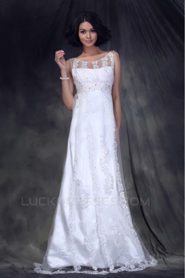 Sheath/Column Sweep Train Beaded Lace Wedding Dresses 2031471