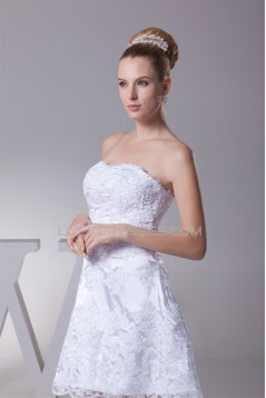 A-Line Short/Mini Strapless Beaded Applique Reception Wedding Dresses 2031472