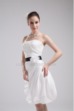 Attractive Handmade Flowers Knee-Length Reception Wedding Dresses 2031480