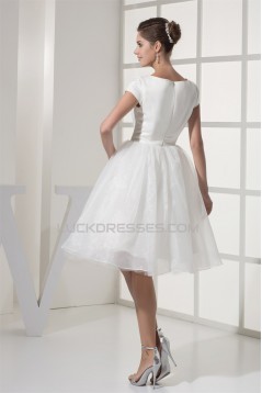 Knee-Length Satin Organza Netting Material Wedding Dresses 2031494