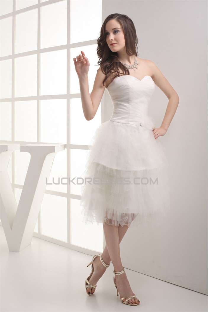 Satin Fine Netting Sleeveless A-Line Sweetheart Wedding Dresses 2031497