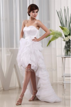 High Low Satin Organza Sleeveless Wedding Dresses 2031503