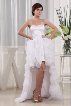 High Low Satin Organza Sleeveless Wedding Dresses 2031503