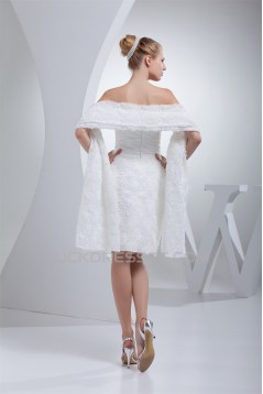 A-Line Strapless Short Knee-Length Reception Wedding Dresses with Shawl 2031508