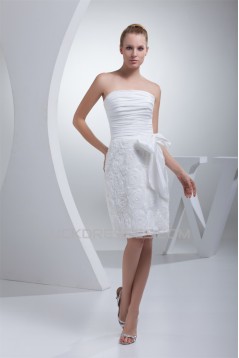 A-Line Strapless Short Knee-Length Reception Wedding Dresses with Shawl 2031508