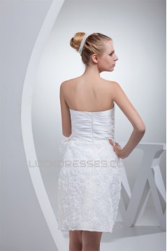 A-Line Strapless Short Knee-Length Reception Wedding Dresses with Shawl 2031508