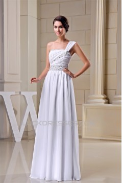 Floor-Length One-Shoulder Beading Sleeveless Wedding Dresses 2030152