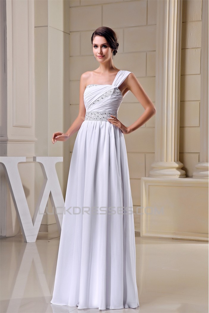 Floor-Length One-Shoulder Beading Sleeveless Wedding Dresses 2030152