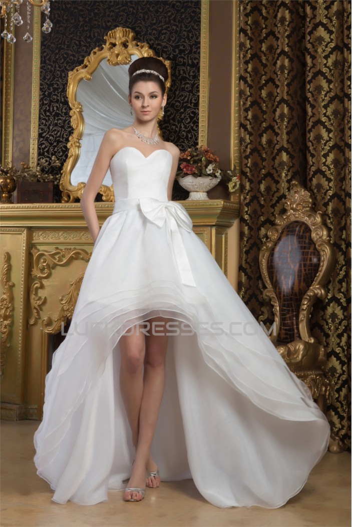 A-Line Sleeveless Sweetheart High Low Wedding Dresses 2031526