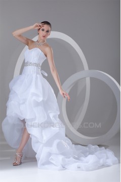 A-Line Satin Organza Sweetheart Embellished High Low Wedding Dresses 2031535