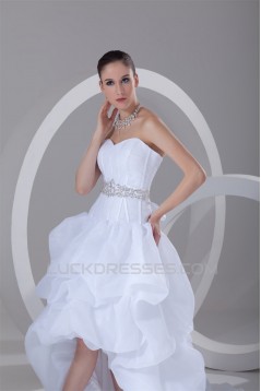 A-Line Satin Organza Sweetheart Embellished High Low Wedding Dresses 2031535