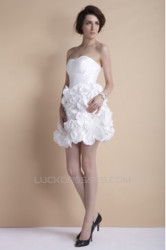 Short/Mini Strapless Handmade Flowers Reception Wedding Dresses 2031551