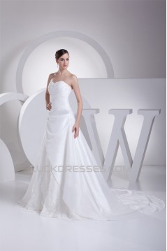 A-Line Strapless Taffeta Sleeveless Wedding Dresses 2030157