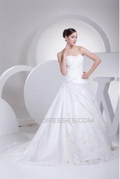 A-Line Strapless Taffeta Sleeveless Wedding Dresses 2030157