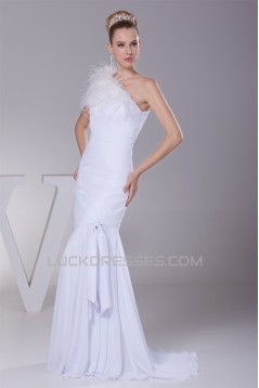 Great Sheath/Column Chiffon One-Shoulder Wedding Dresses 2030164