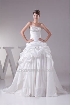 Great Sleeveless Taffeta Sweetheart Princess Wedding Dresses 2030166