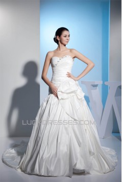 Great Sweetheart Satin Taffeta Netting A-Line Best Wedding Dresses 2030167