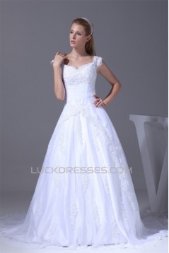 Great V-Neck A-Line Short Sleeve Lace Wedding Dresses 2030168