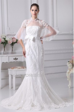 High-Neck Mermaid/Trumpet Half Elbow Sleeve Most Beautiful Wedding Dresses 2030174