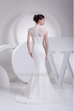 Trumpet/Mermaid High-Neck Sleeveless Lace Wedding Dresses 2030177