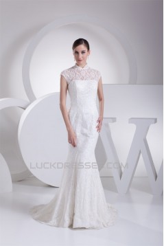 Trumpet/Mermaid High-Neck Sleeveless Lace Wedding Dresses 2030177