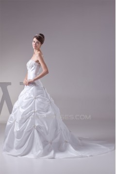 Hot Sale Taffeta A-Line Square Sleeveless Beaded Wedding Dresses 2030182