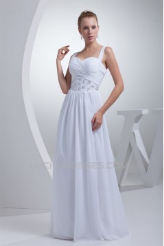 A-Line Sweetheart Illusion Sleeves Chiffon Beaded Wedding Dresses 2030183