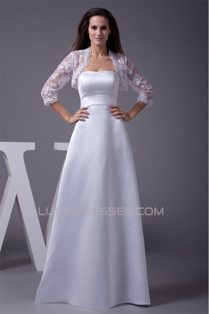 A-Line Strapless Lace Satin Wedding Dresses 2030187