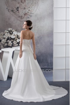 A-Line Sleeveless Sweetheart Lace Taffeta Wedding Dresses 2030188
