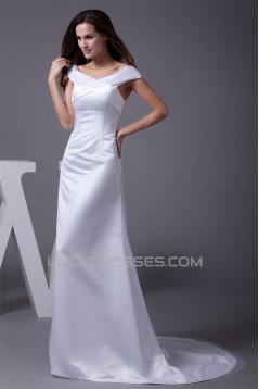 Latest Design A-Line Satin Fine Netting Wedding Dresses 2030191