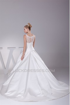 Ball Gown Satin Lace Sleeveless Strapless Wedding Dresses 2030195