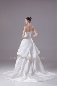 A-Line Sleeveless Satin Strapless Wedding Dresses 2030197