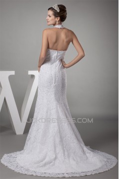 Mermaid/Trumpet Satin Beaded Lace Fine Netting Wedding Dresses 2030203