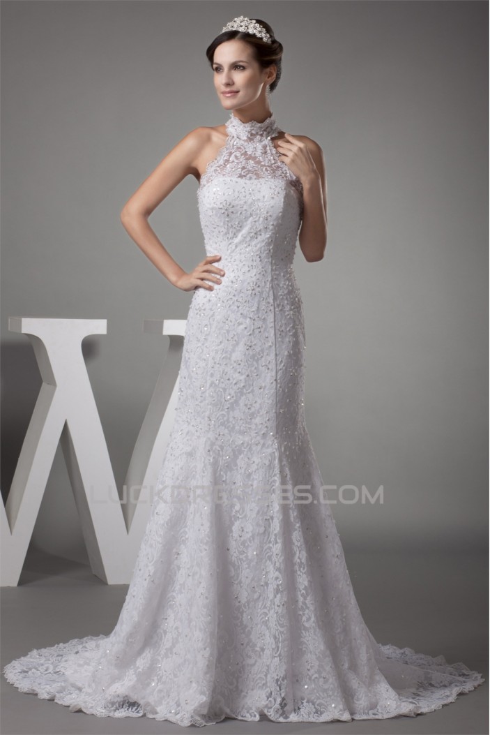 Mermaid/Trumpet Satin Beaded Lace Fine Netting Wedding Dresses 2030203