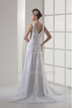 Mermaid/Trumpet Satin Lace Straps Sleeveless New Arrival Wedding Dresses 2030204