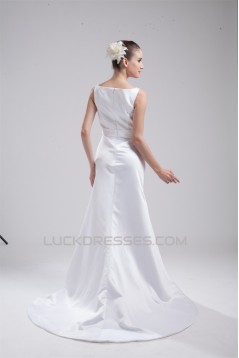 New Design V-Neck Sleeveless Sheath/Column Satin Sweet Wedding Dresses 2030226