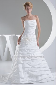 A-Line Strapless Taffeta Sleeveless Wedding Dresses 2030228