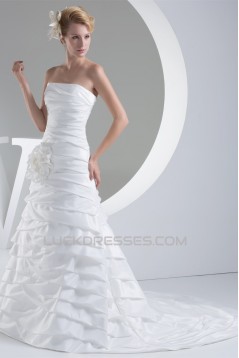 A-Line Strapless Taffeta Sleeveless Wedding Dresses 2030228