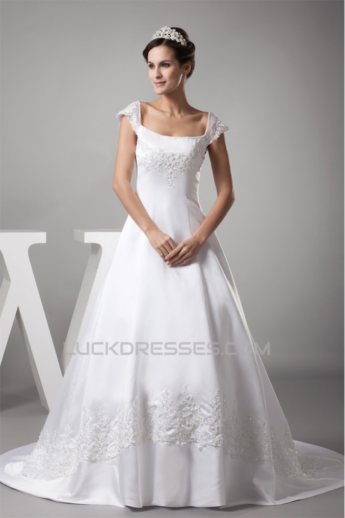 A-Line Cap Sleeve Beaded Lace Sweet Wedding Dresses 2030229