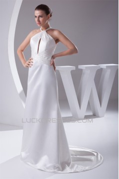 New Style Halter A-Line Sleeveless Satin New Arrival Wedding Dresses 2030230